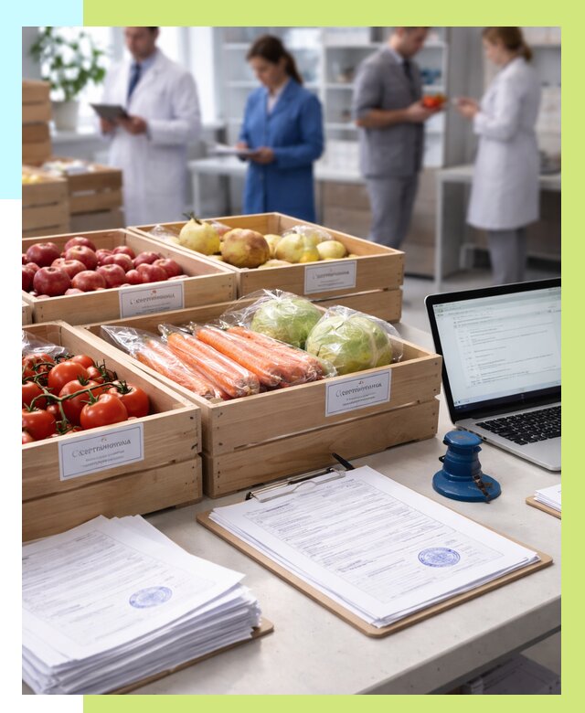 Сертификация овощей и фруктов в Петергофе от 8892 р. | Алешин-Птф